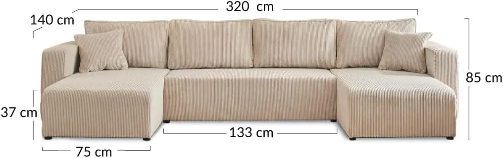 BestMobilier Topaze dimensions 320x140x85cm schéma technique