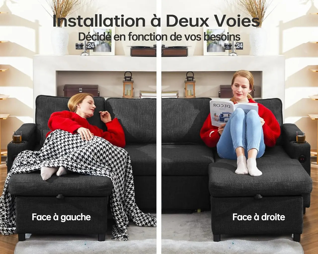 DURASPACE Canapé d'angle - chaise longue réversible gauche ou droite