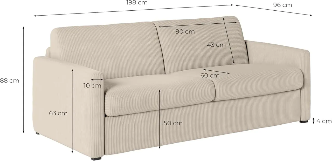LOUNGITUDE Agathe 160x190 - dimensions détaillées et schéma technique