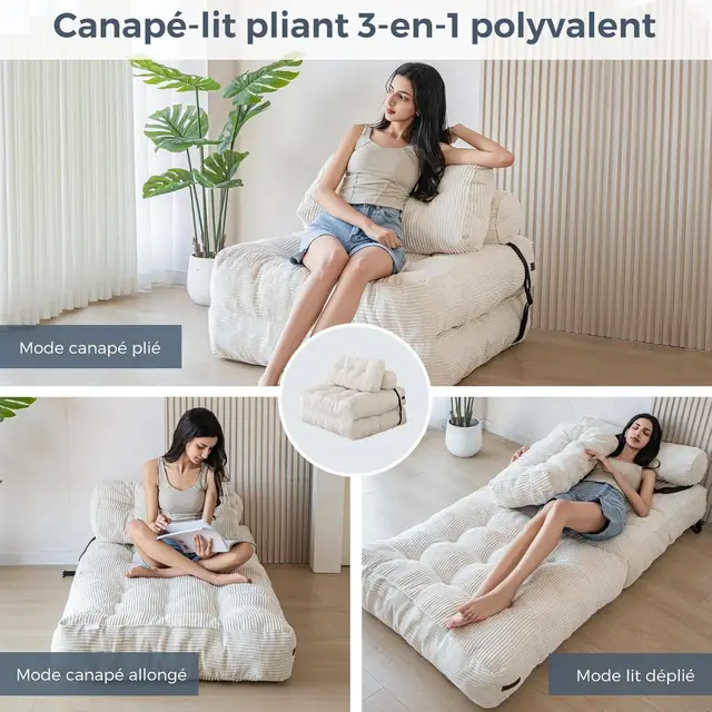 MAXYOYO Canapé-lit Pliable 3-en-1