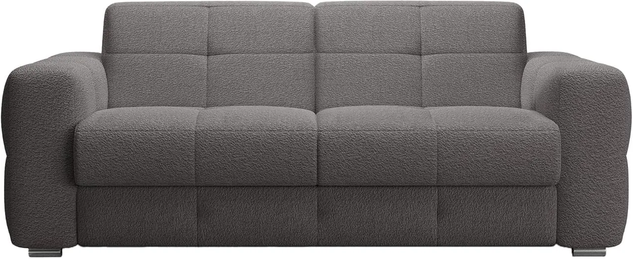 Samina vue face tissu bouclette gris détail assise et accoudoirs
