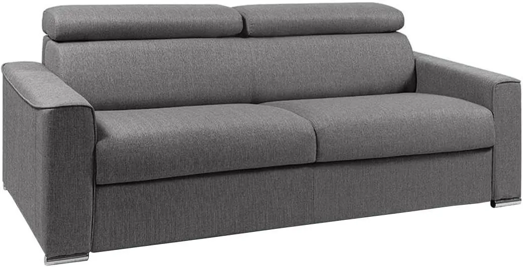 Vente-unique Vizir canapé convertible express 4 places tissu gris avec têtières relax